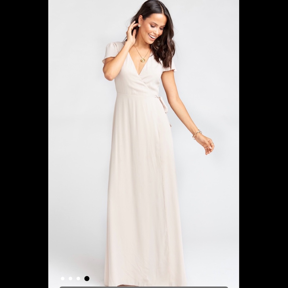 Show Me The Ring Crisp Noelle Wrap Dress - Blush